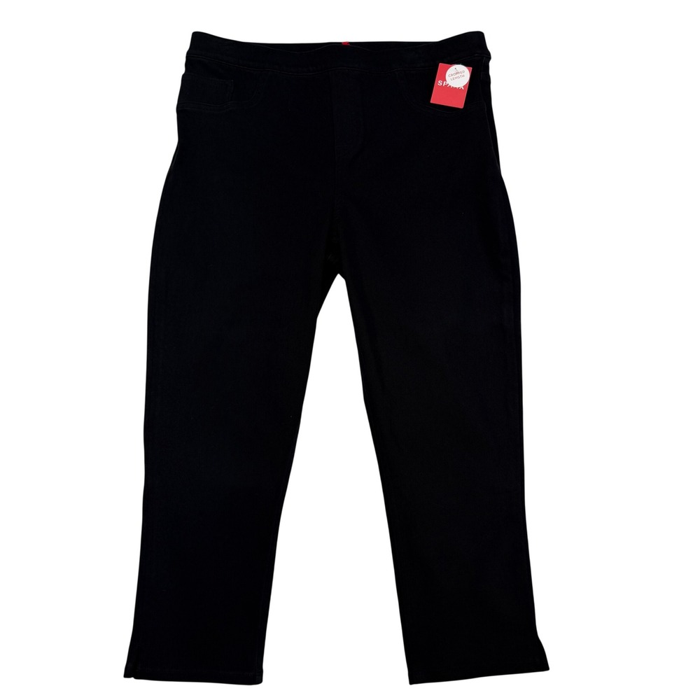 NEW Spanx Leggings Women XL Black Cropped Denim Style Pull On Stretch NWT